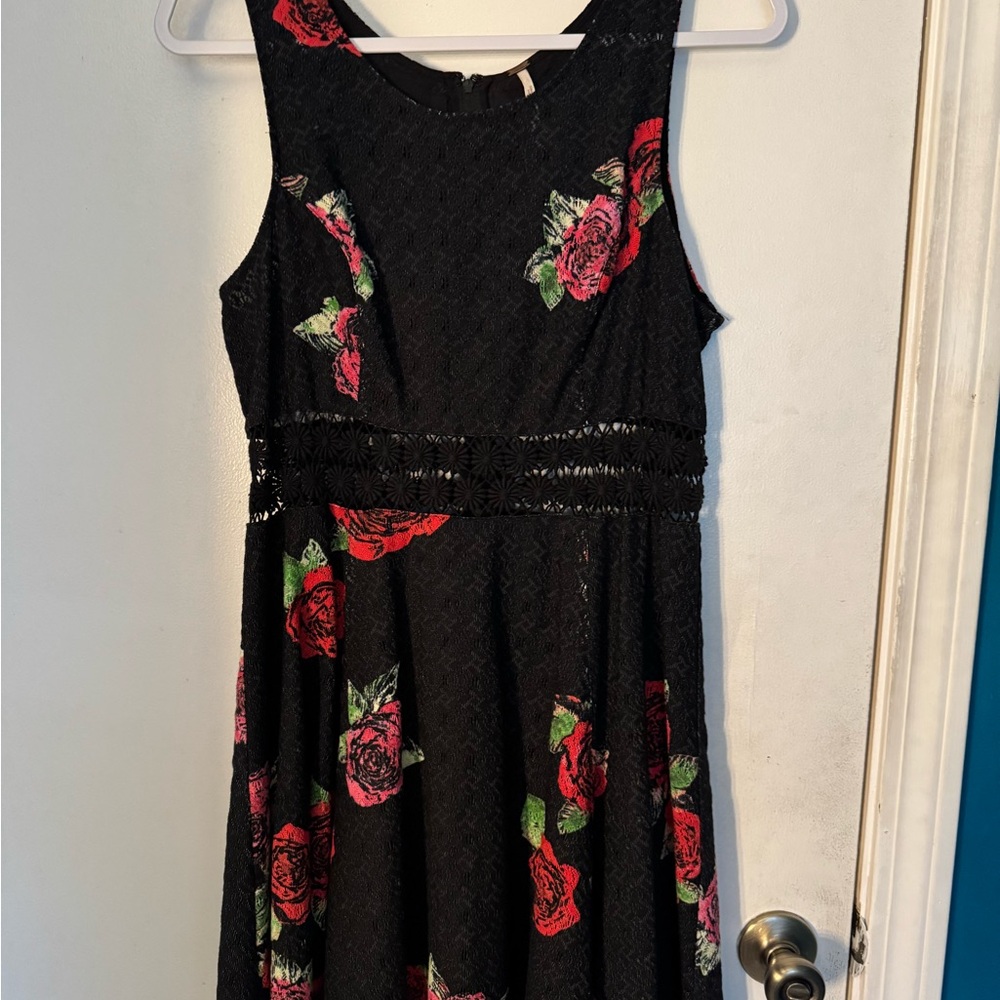 Free people Floral Lace Dress with Red and Green Accents